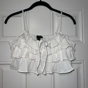 Forever 21 White Ruffled Crop Top